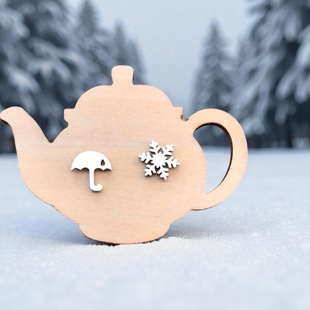 🆕 Umbrella and Snowflake Stud Earrings Stainless Steel